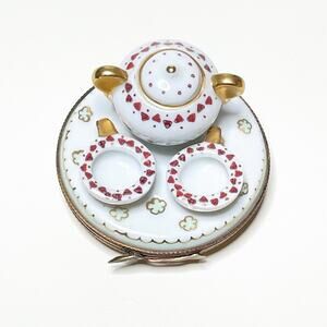 Limoges Box Mini Tea Set Hand Painted Porcelain Trinket
